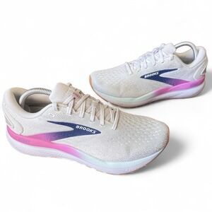Brooks Ghost 16 Womens Running Shoes White Grey Estate Blue Shoes 10.5 EXC COND